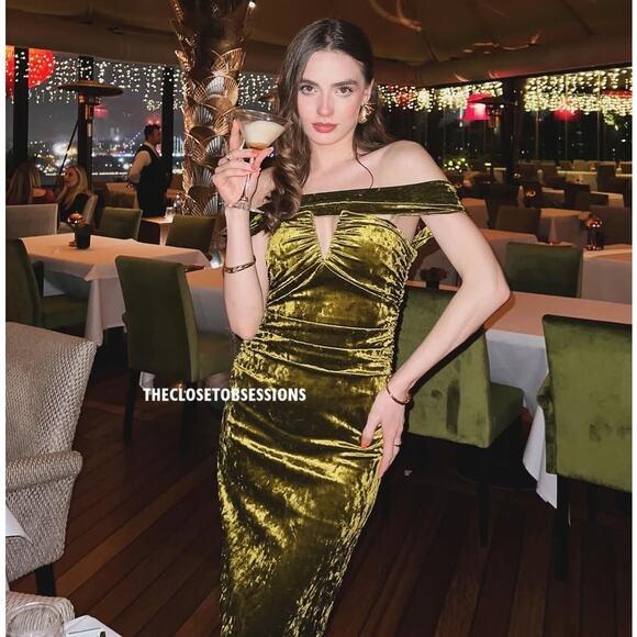 ZARA Velvet Fitted Midi Dress 💚✨ NWT - Picture 13 of 16